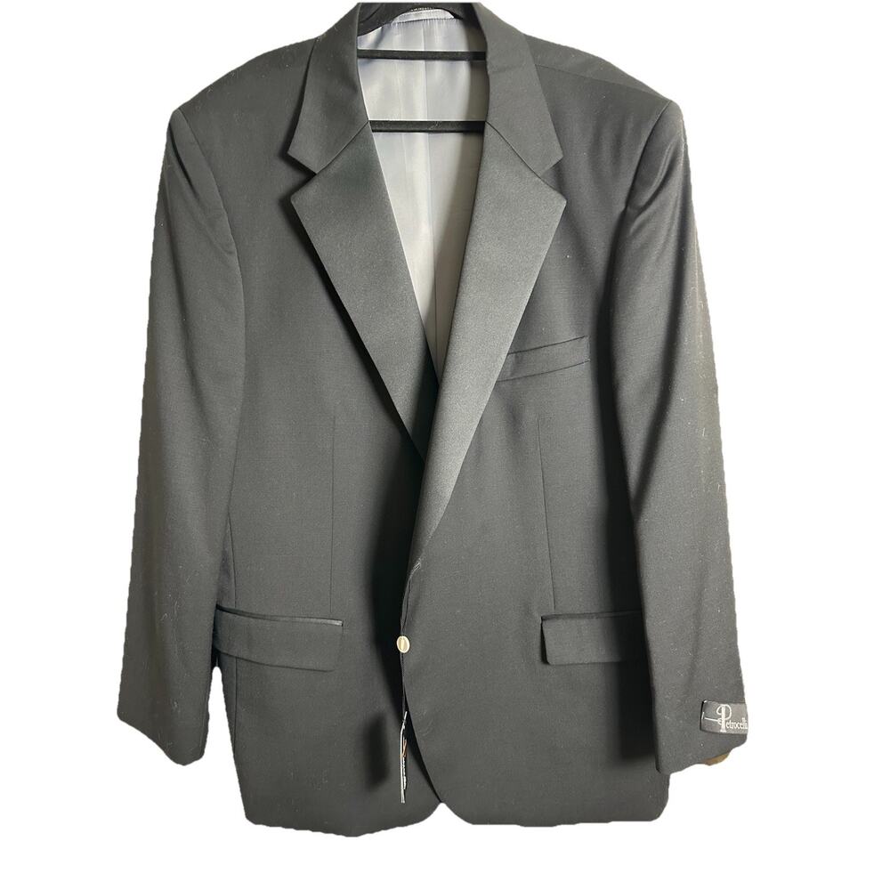 Petrocelli PR48 Black 100% Wool Mens Blazer Suit Jacket Sport Coat NWT